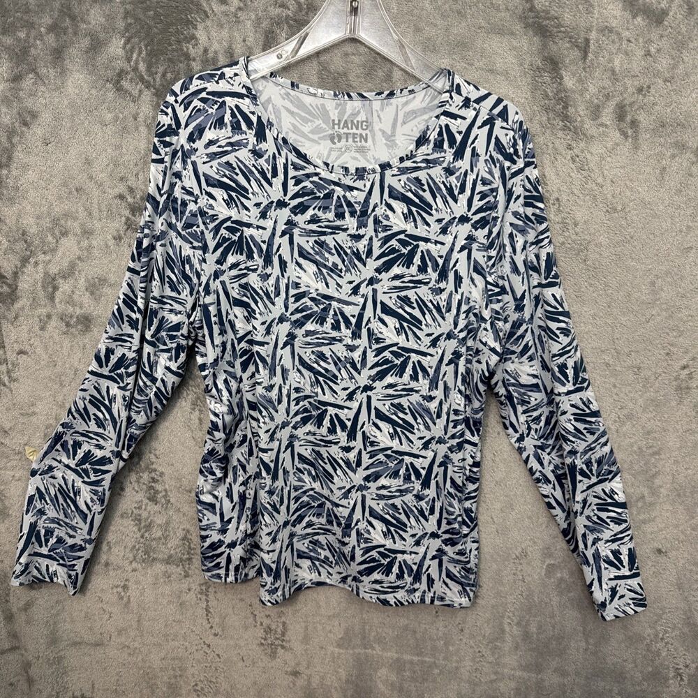hang ten 2XL womens long sleeve Rash Guard Shirt blue white